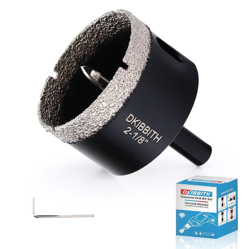 DKIBBITH 2-1/8" Diamond Hole-Saw Bits with Pilot Drill Bit - 2-1/8" Diamond Tipped Tile Hole Saws with Guiding Bit for Porcelain Tile Ceramic Pottery Granite Stone Glass Bottles 55mm. - Image 1